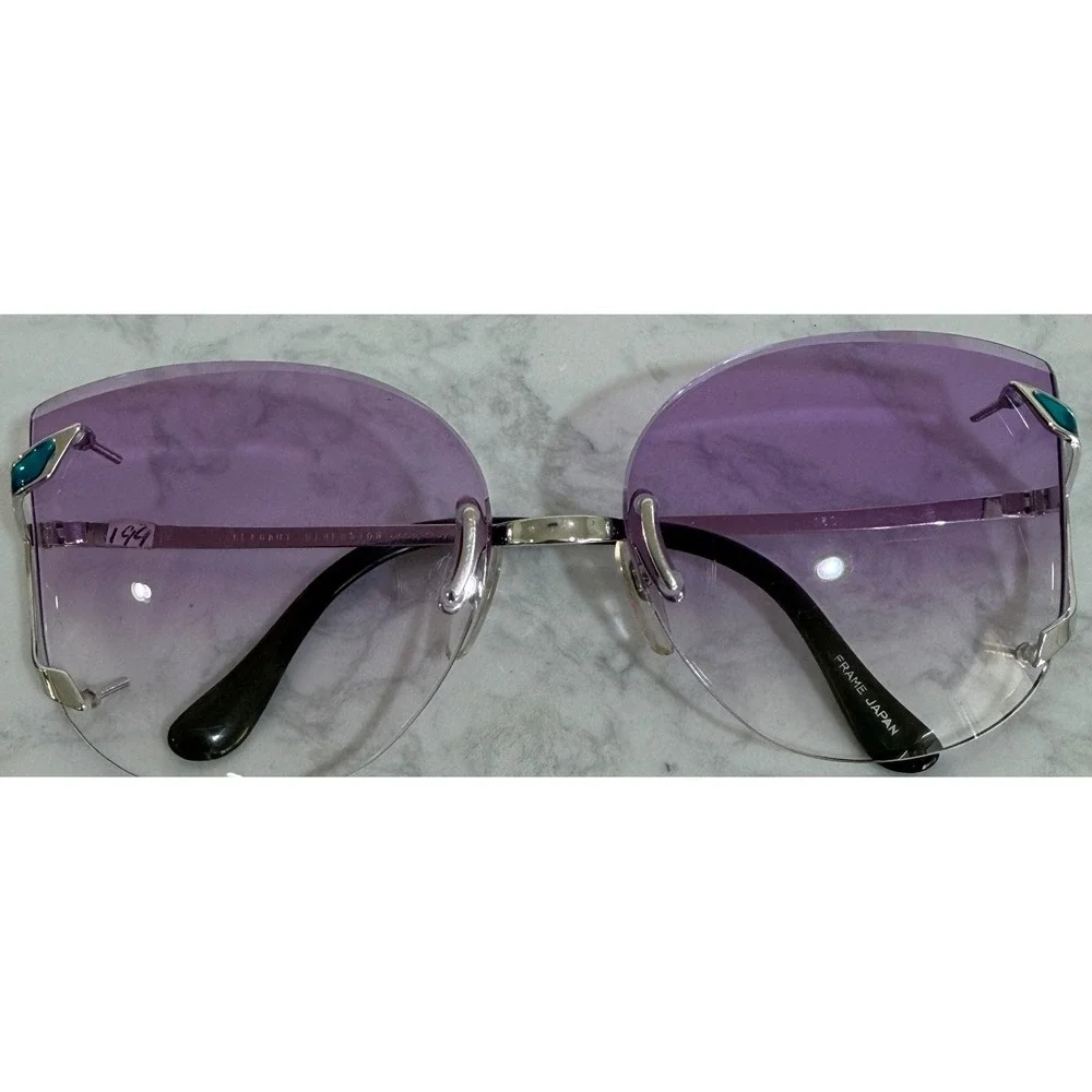ELEGANT DIMENSION Women's Sunglasses Purple Gradient Silver Tone Japan‎